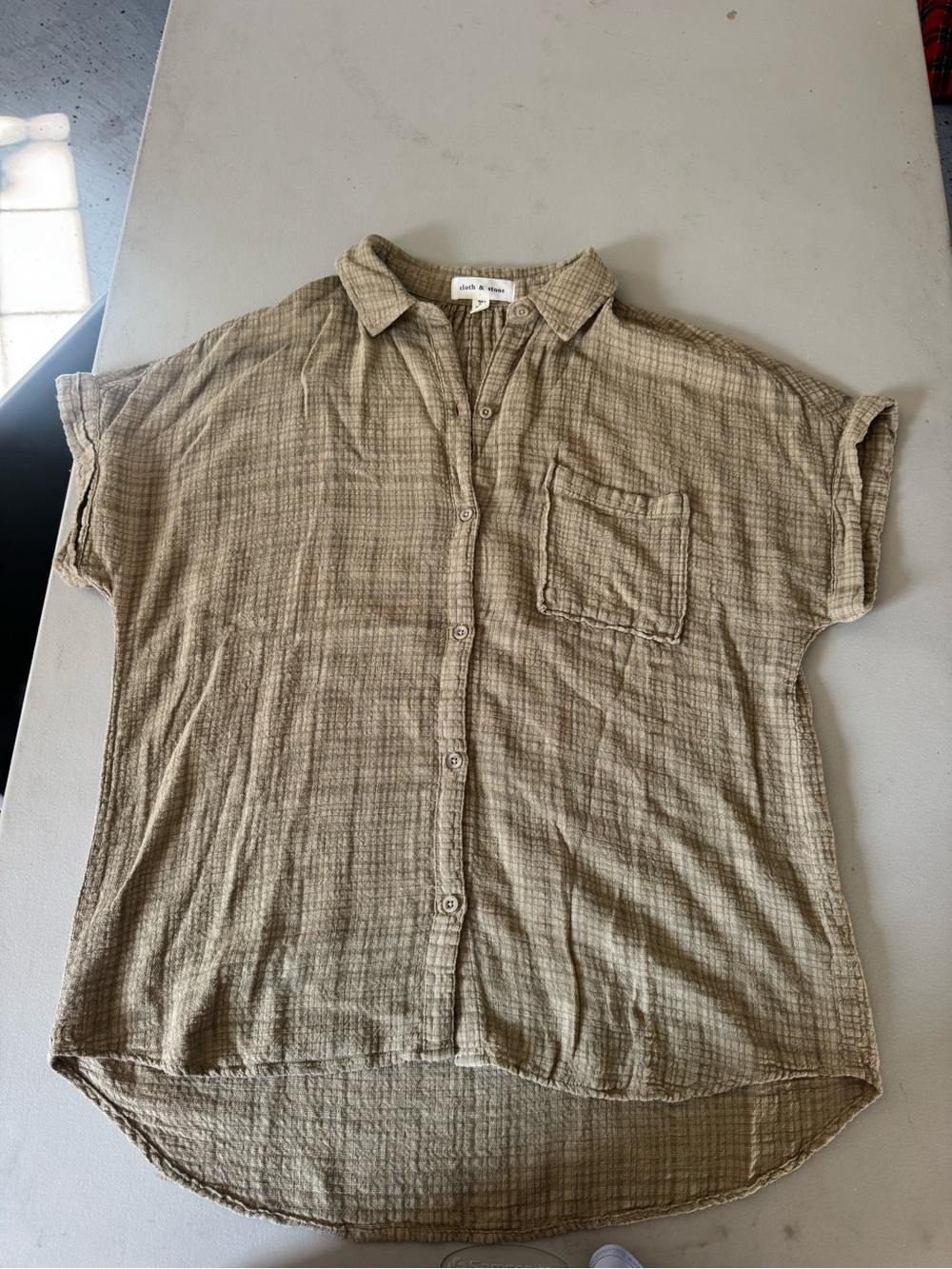 cloth & stone Light Tan Short-Sleeve Button-Down Shirt